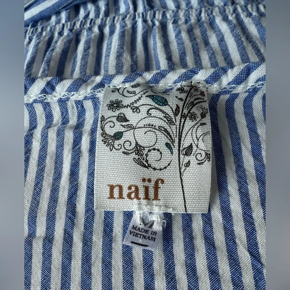 NAIF Sundress, Blue & White Striped with Ruffles - Picture 3 of 5